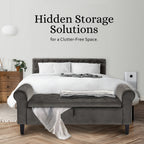 La Bella Grey Velvet Storage Ottoman