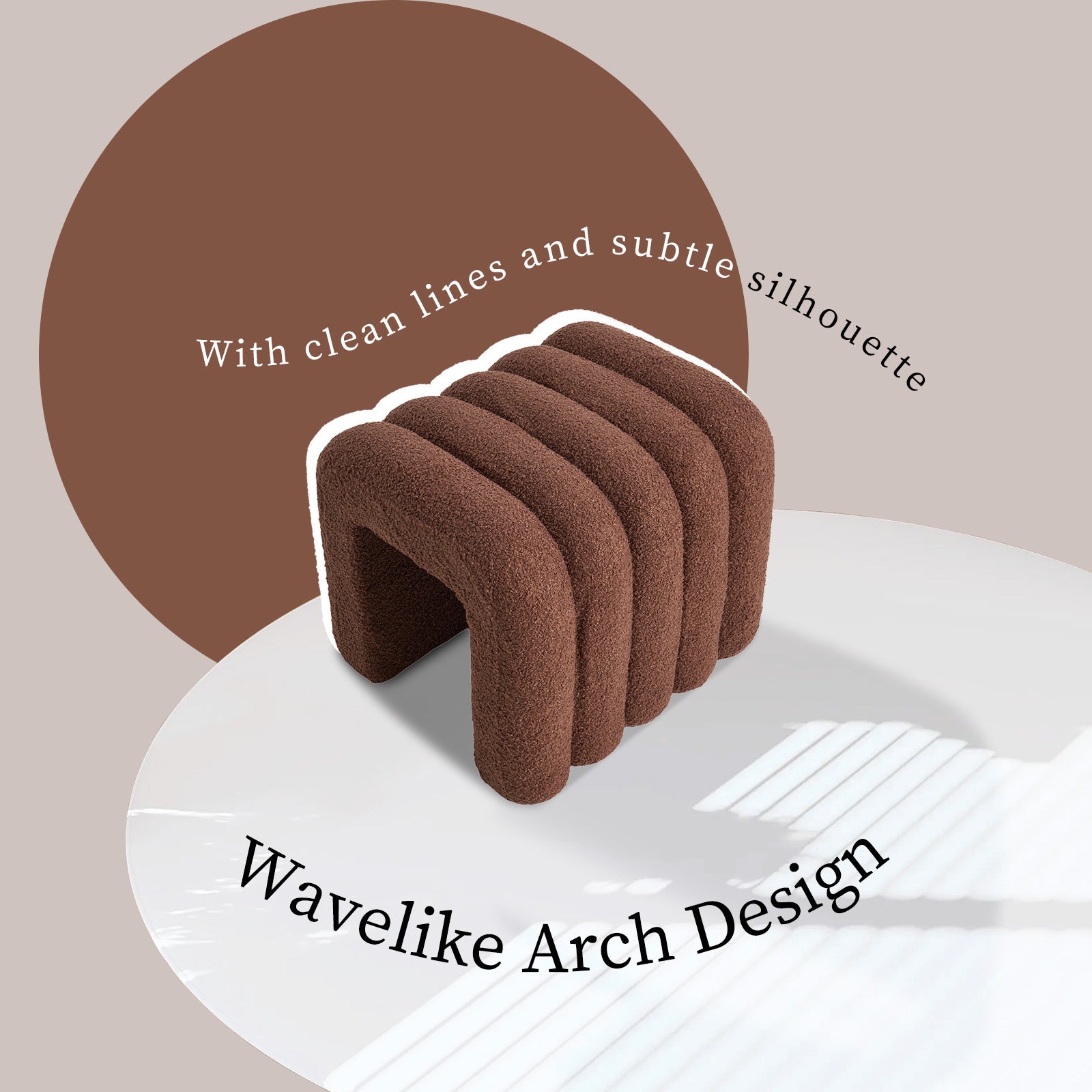 La Bella Ridge Arch Ottoman Stool - Chocolate Brown