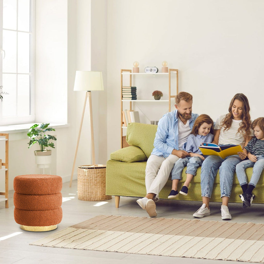 La Bella Orange Stacked Ottoman Stool