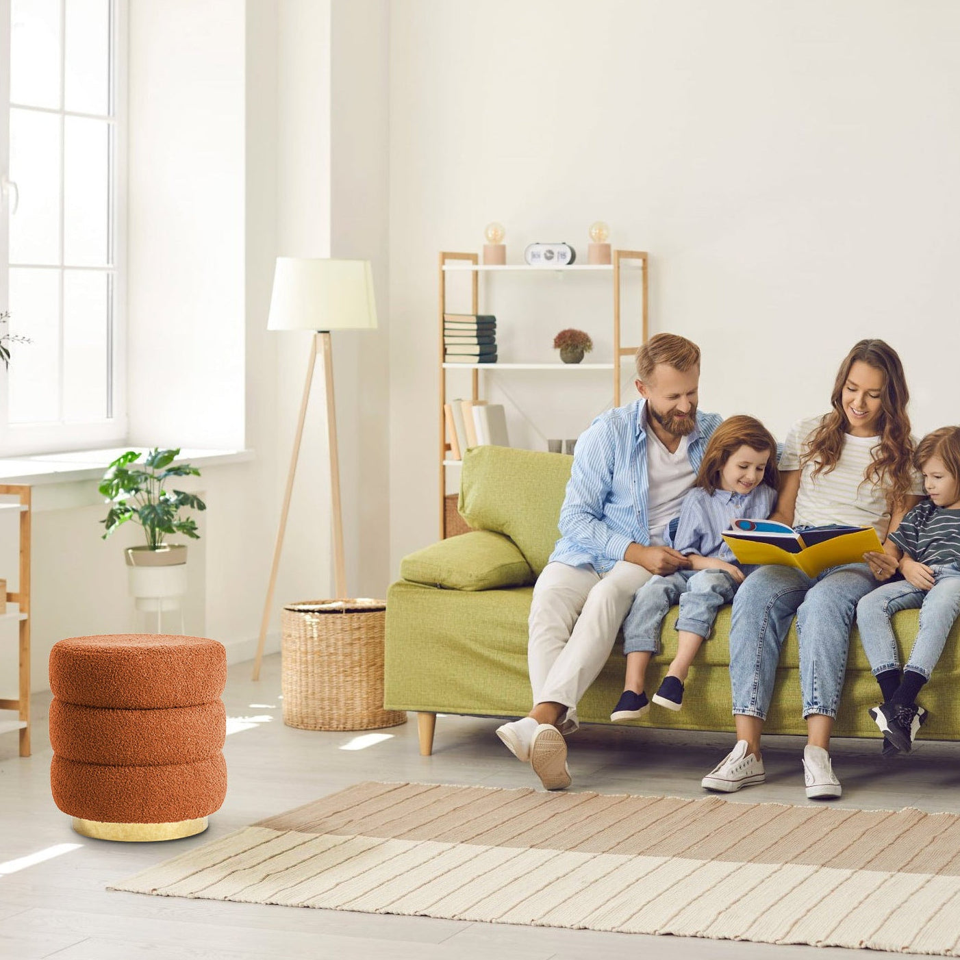 La Bella Orange Stacked Ottoman Stool