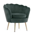 La Bella Scalloped Velvet Armchair with Gold Legs - Various Colors