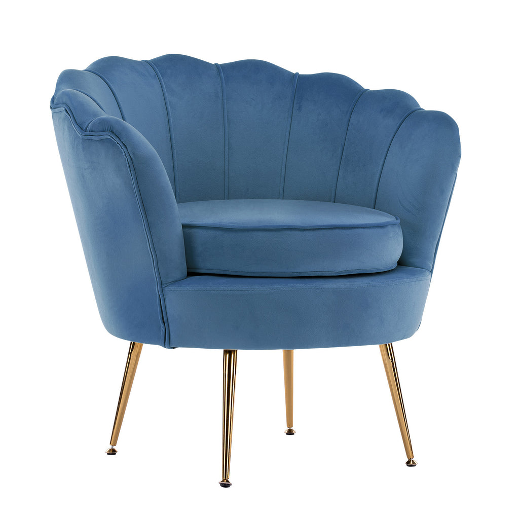 La Bella Scalloped Velvet Armchair with Gold Legs - Various Colors