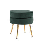 La Bella Velvet Round Ottoman with Gold Legs