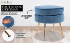 La Bella Velvet Round Ottoman with Gold Legs