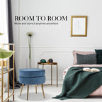 La Bella Velvet Round Ottoman with Gold Legs