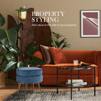 La Bella Velvet Round Ottoman with Gold Legs