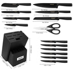 Warmot 15-Piece Ultra Sharp German Stainless Chef Knife Set with Sharpener Block (826)