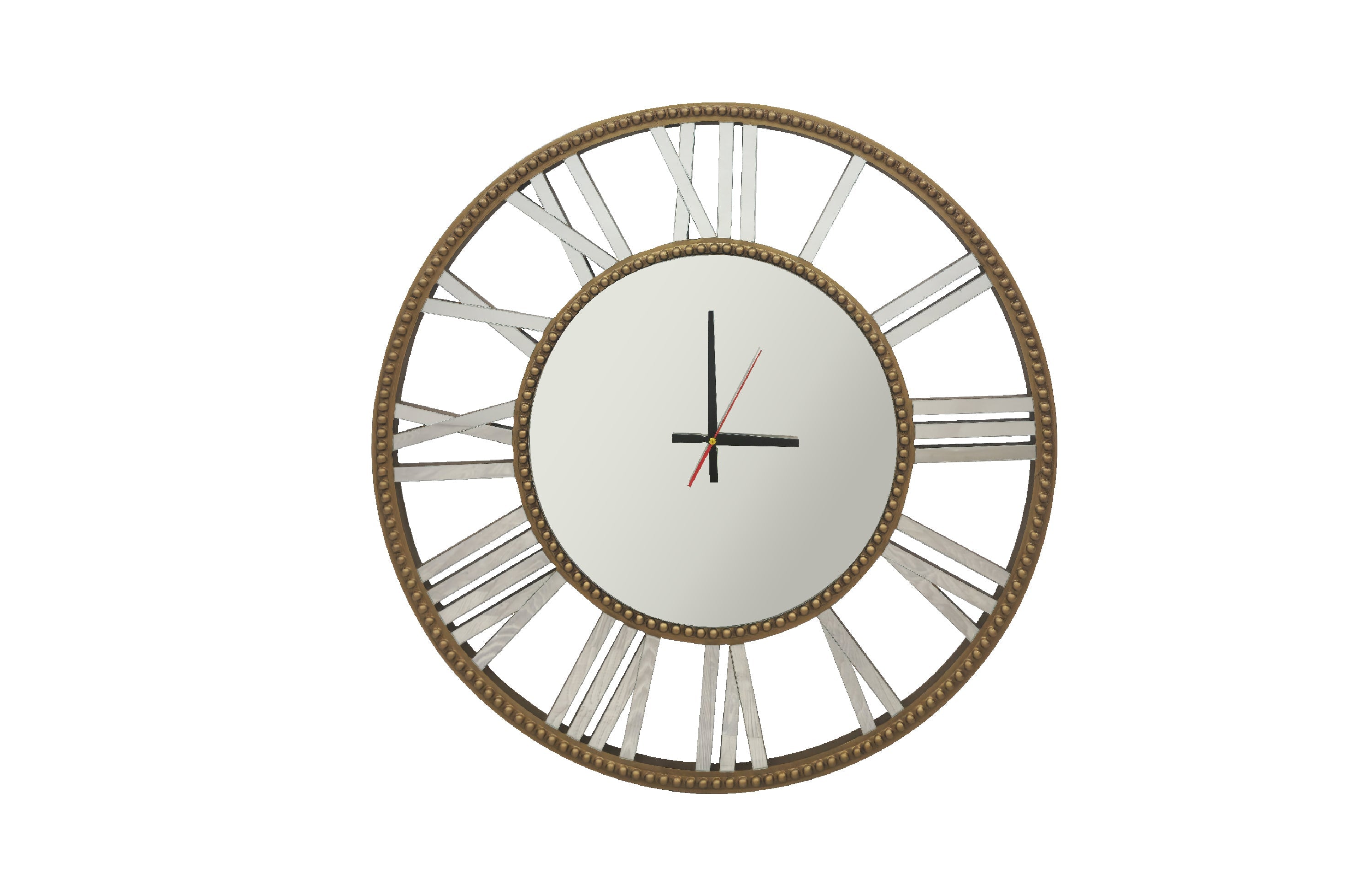 Decorative Beaded Mirrored Clock- Gold