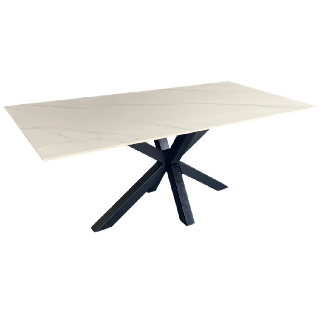 Elegant Black and White Marble Dining Table
