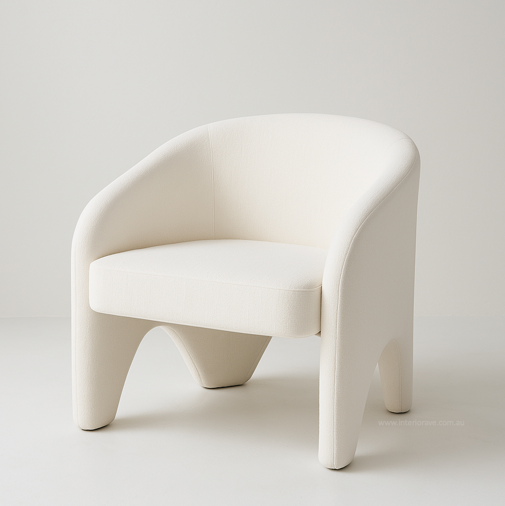 Nova Sculptural Accent Chair by Interior Ave - Elegant Design in Textured White Chenille