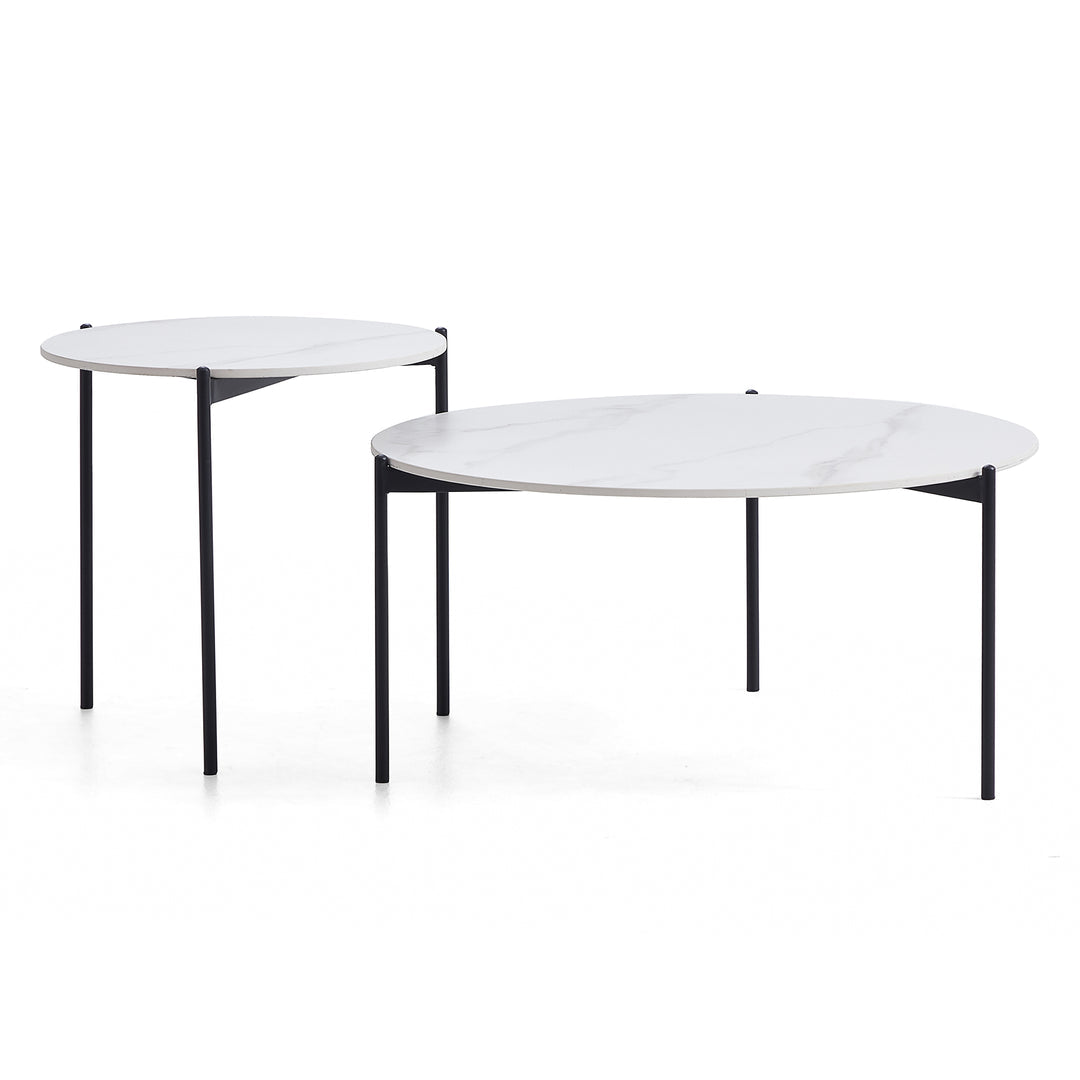 Bianco Nested Coffee Table Set - White Marble