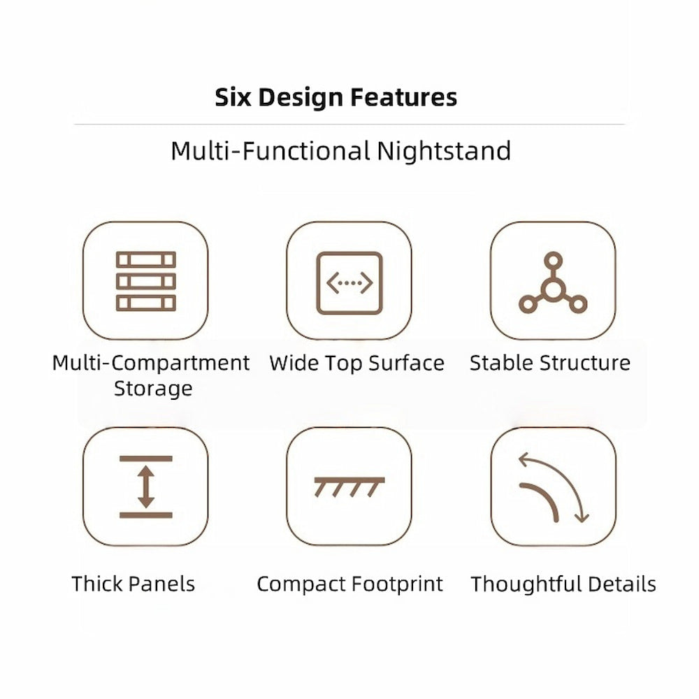 Minimalist Nightstand Light Gray Wood Grain White Fronts Curved Design Drawers