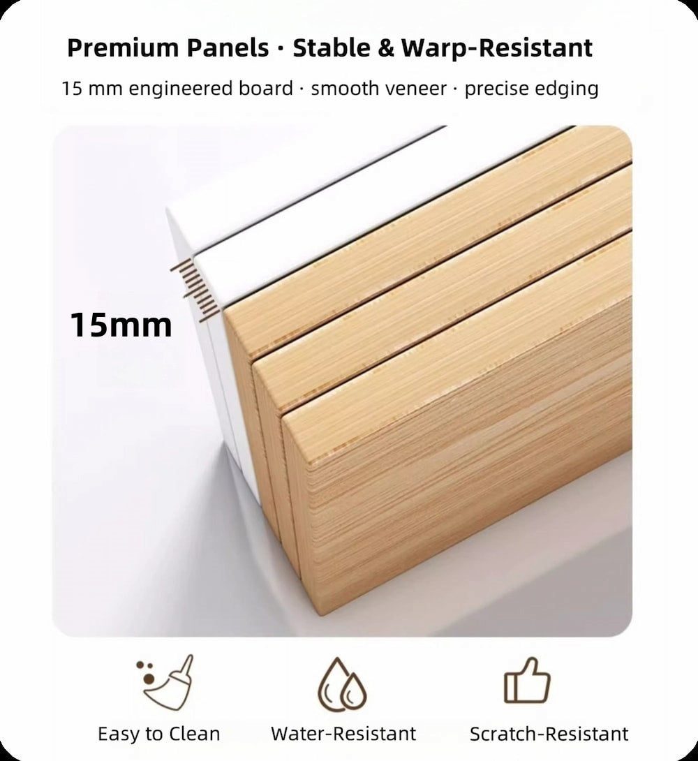 2x bedside table set wood grain drawers curved design bedroom furniture