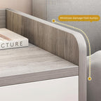 Modern Nightstand Light Gray Wood Grain Three Drawers Safety Tray Top Wooden Knobs