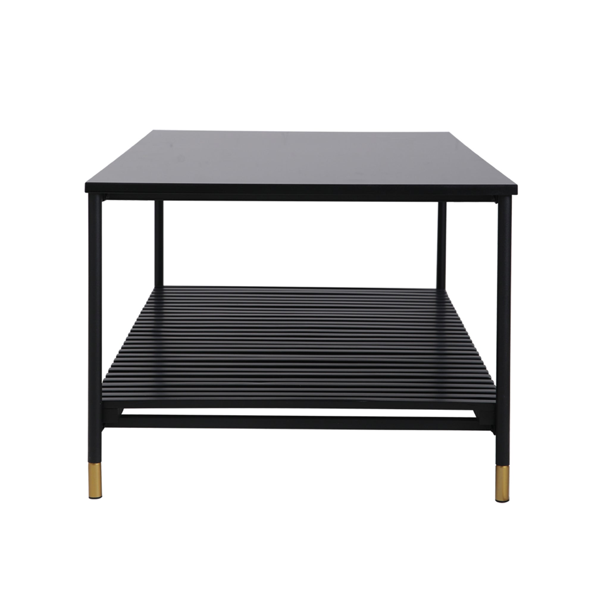ALCONA Matte Black Coffee Table with Gold Accents