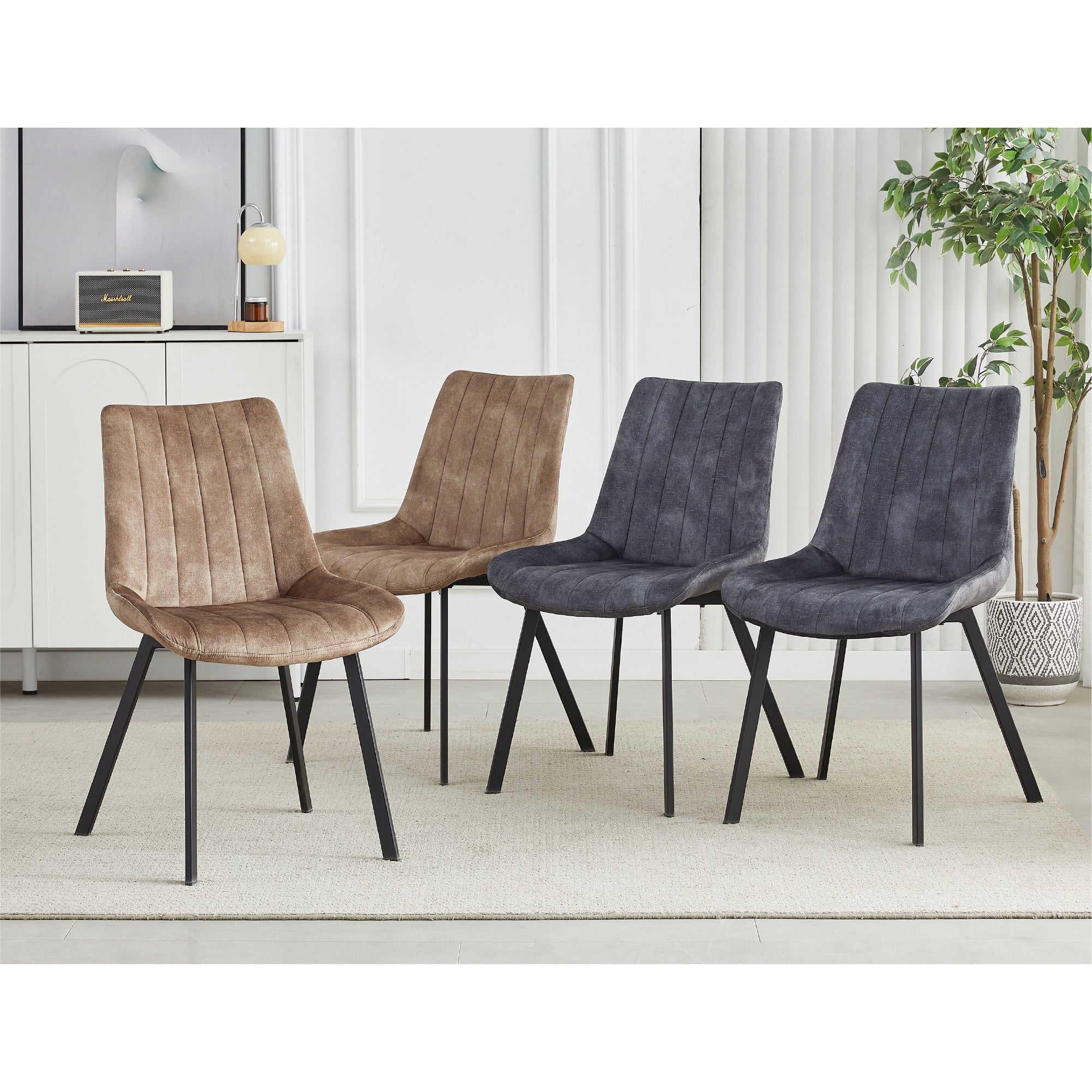 Elegant Fabric Dining Chairs Set of 4