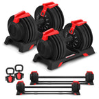 CORTEX Revolock V2 48kg Adjustable Dumbbell + Barbell + Kettlebell All-in-One Set with Stand (24kg Pair)