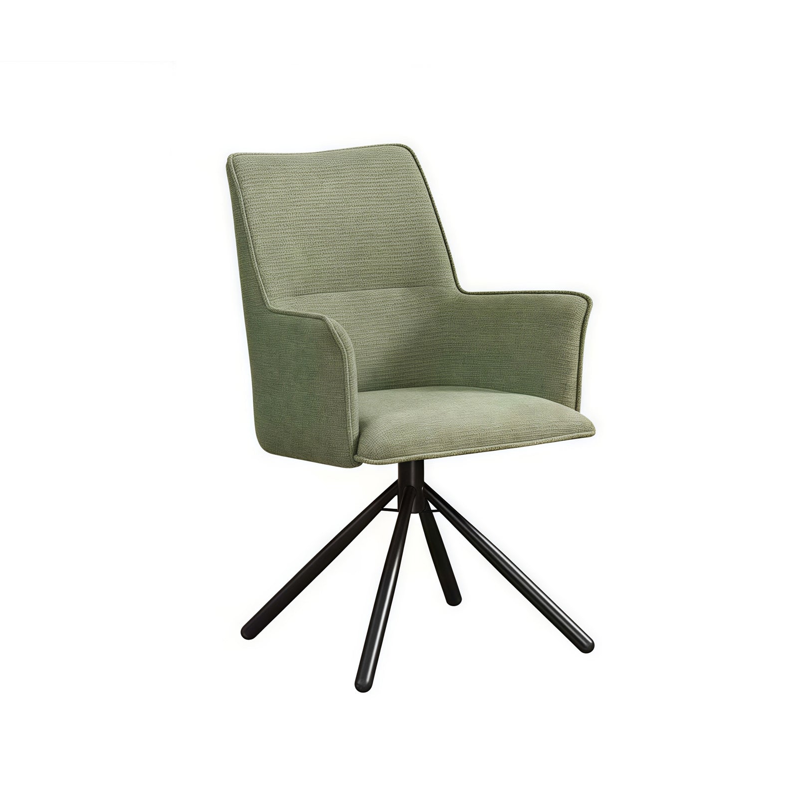 Elegant Green Linen Upholstered Arm Chair