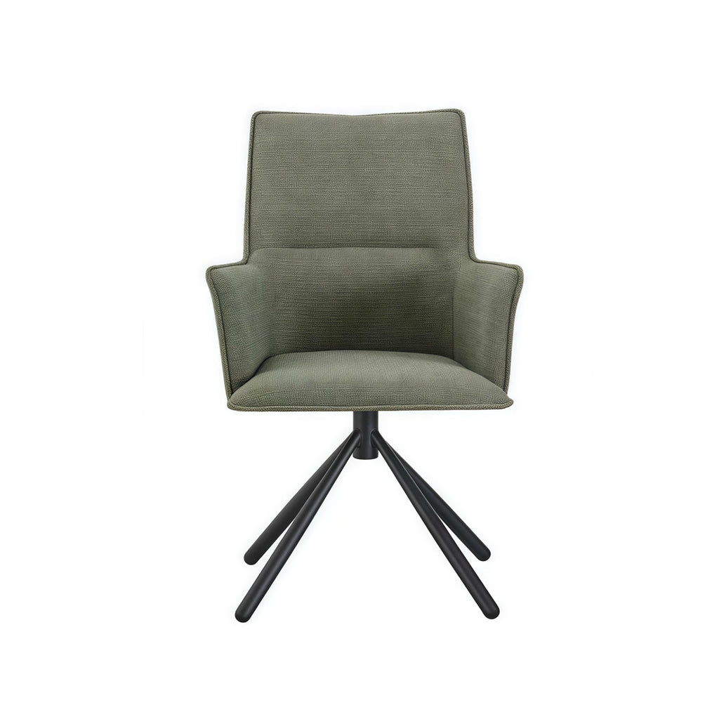 Elegant Green Linen Upholstered Arm Chair