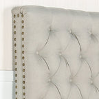 Bed Head Queen Size French Provincial Headboard Upholsterd Fabric Beige