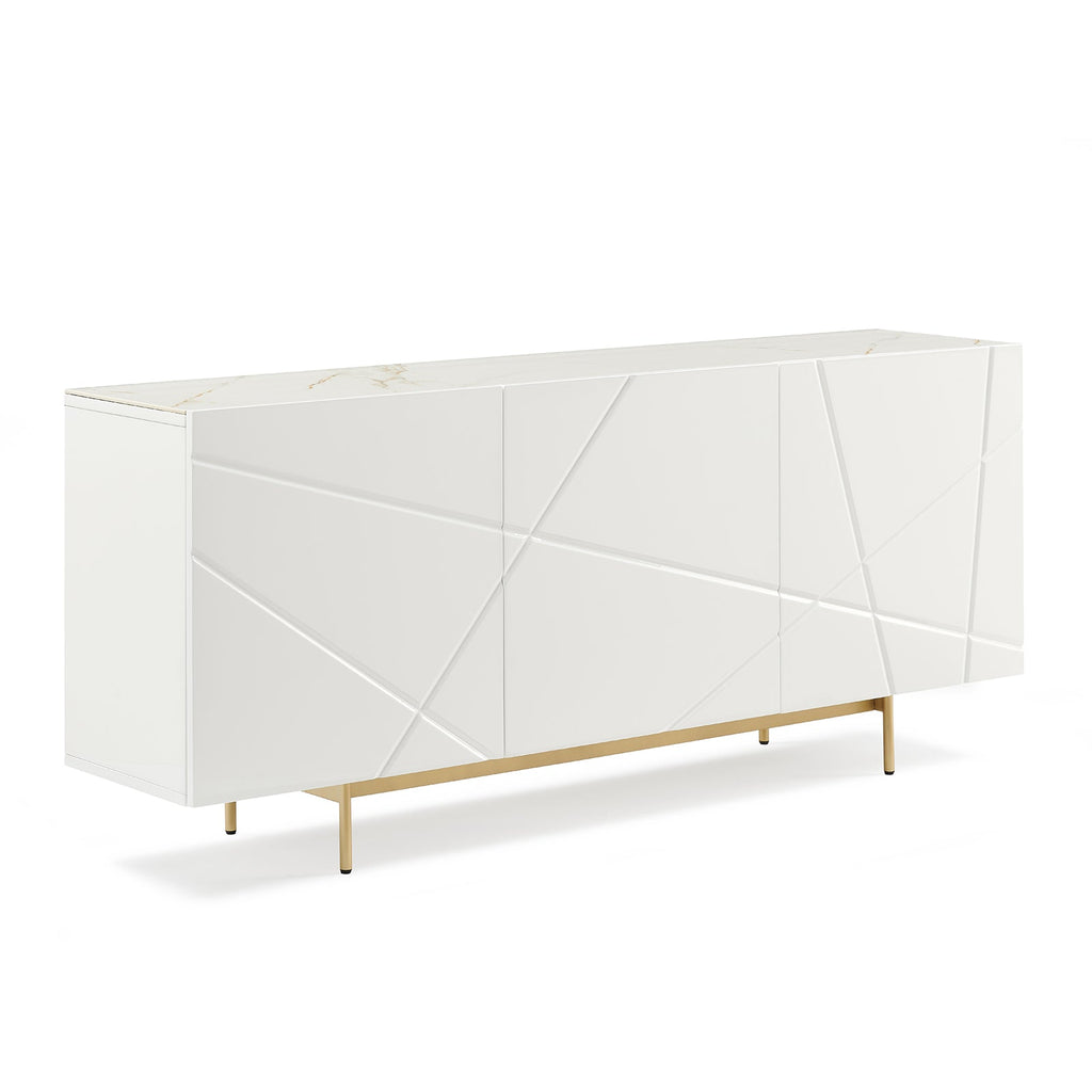 Amelia Glossy White Gold Buffet Sideboard