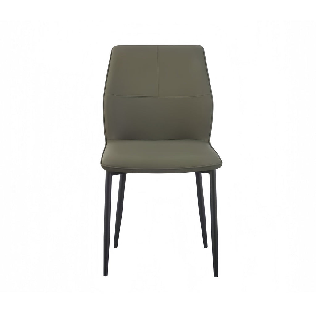 Brown Faux Leather Dining Chairs with Iron Legs