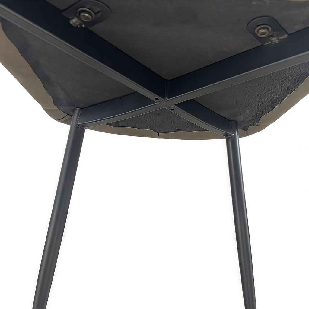 Brown Faux Leather Dining Chairs with Iron Legs