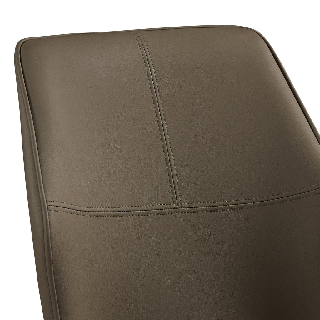 Brown Faux Leather Dining Chairs with Iron Legs