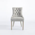 Light Grey Linen Dining Chair with White Wash Legs