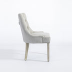 Light Grey Linen Dining Chair with White Wash Legs