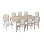 Large Size Oak Wood White Washed Finish Dining Set