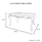 Large Size Oak Wood White Washed Finish Dining Set