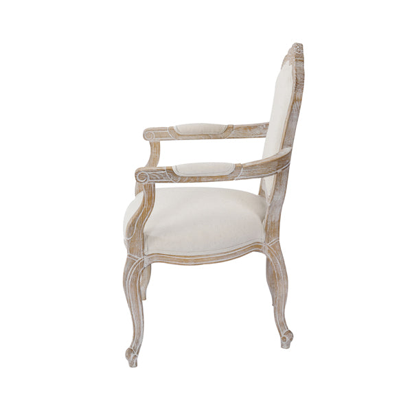 White Washed Oak Wood Dining Armchair Set