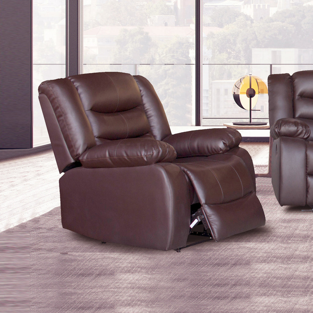 Luxurious Brown Faux Leather Single Seater Recliner Sofa Chair