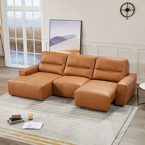 Albany 3-Seater Chaise Leather Sofa Bed