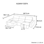 Albany 3-Seater Chaise Leather Sofa Bed