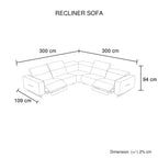 5 Seater Real Cow Leather Sofa with Power Recliner Adjustable Headrest Wooden Frame Corner Lounge