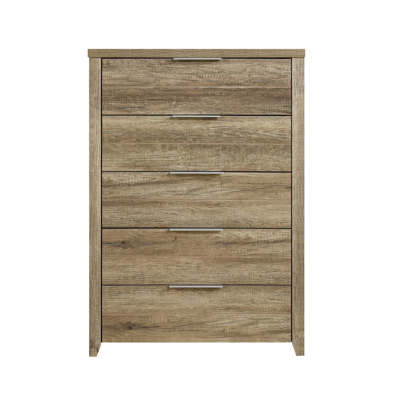 Elegant Oak Tallboy with 5 Storage Drawers