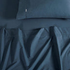 Vintage Washed 100% Cotton Soft Breathable Sheet Set - Dark Indigo - King Single