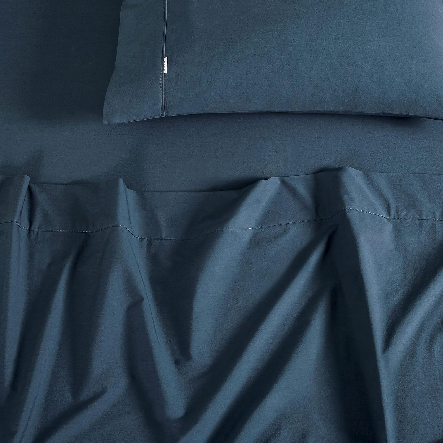 Vintage Washed 100% Cotton Soft Breathable Sheet Set - Dark Indigo - King Single
