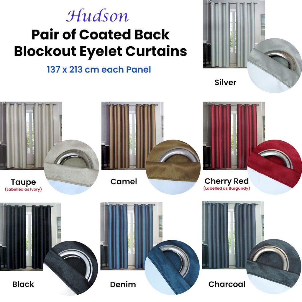 Blockout Eyelet Curtains - 137 x 213cm Pair