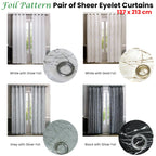 Elegant Sheer Eyelet Curtains with Foil Design