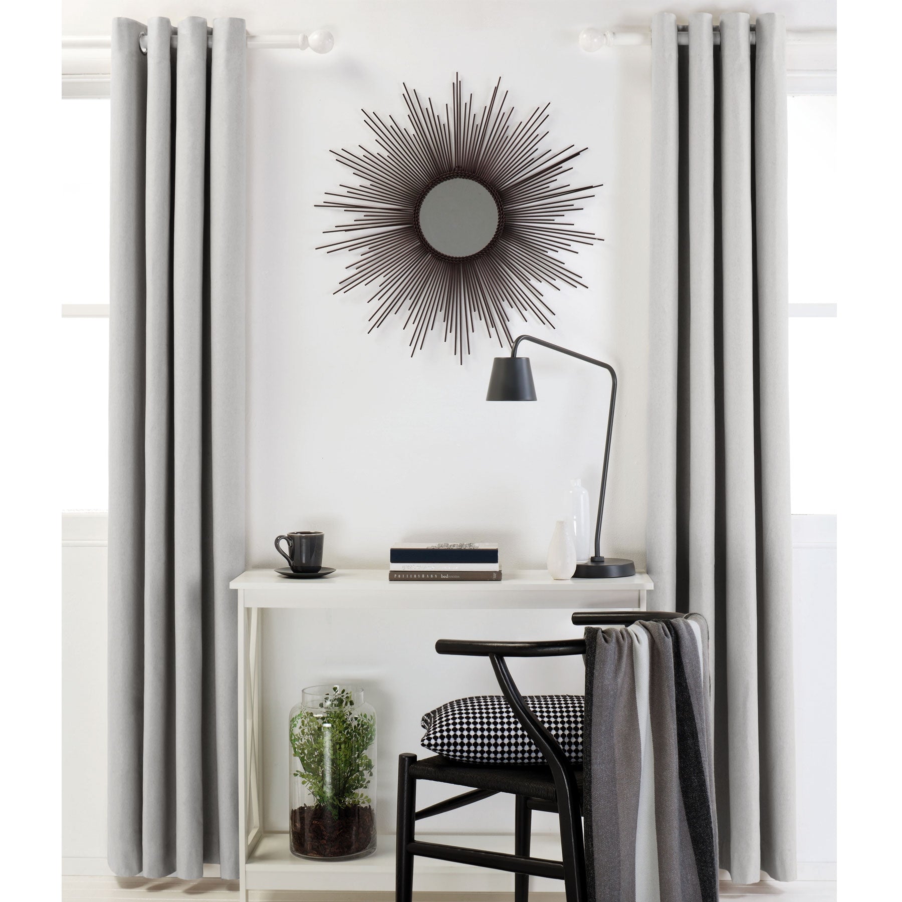 Linen Cotton Coated Eyelet Curtains - Grey