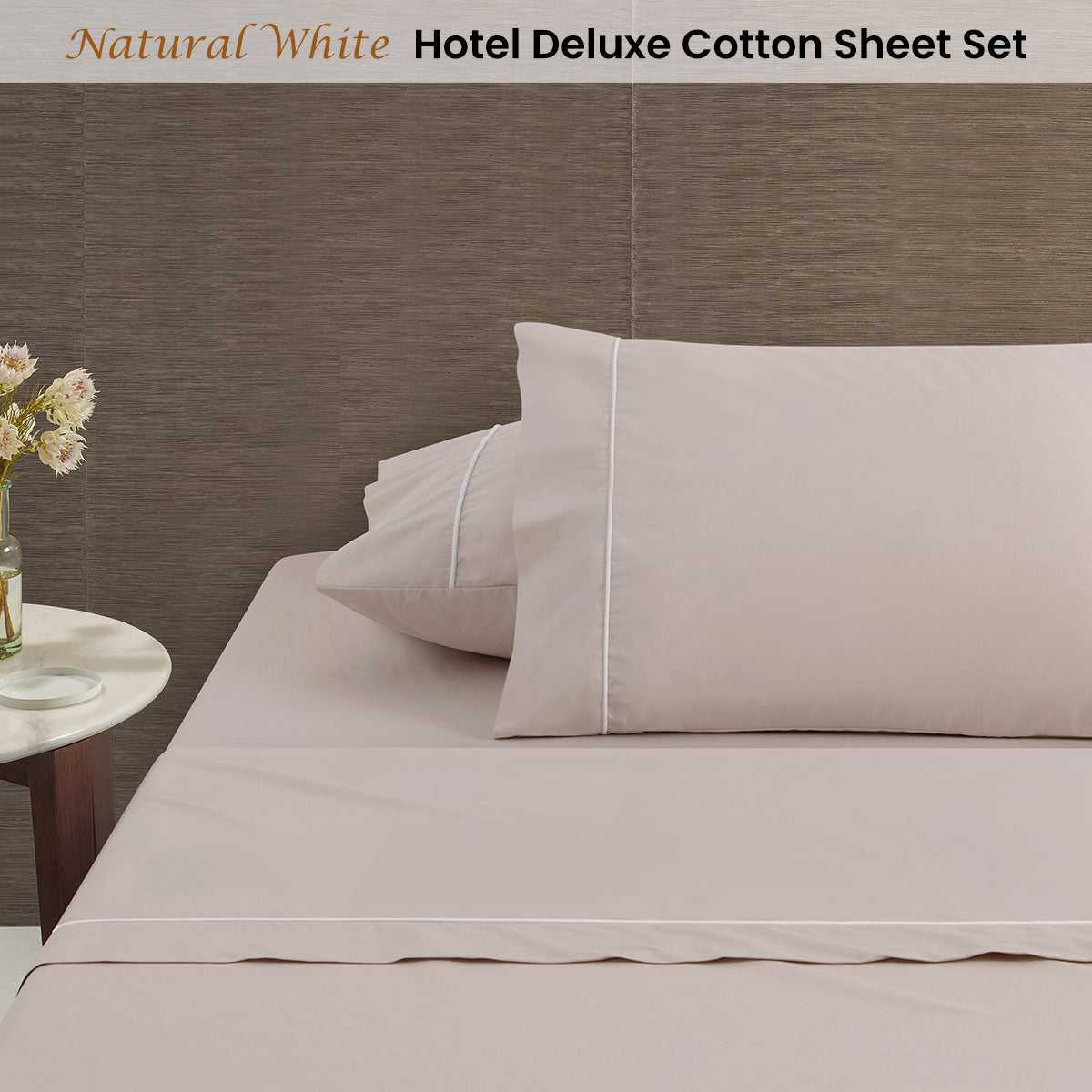 Accessorize Piped Hotel Deluxe Cotton Sheet Set Luxury Bed Linen Collection