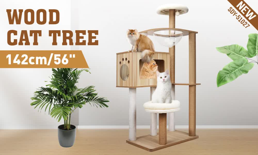 VaKa 1.42M Cat Tree Tower Scratching Post Scratcher Cats Condo House Bed Furniture