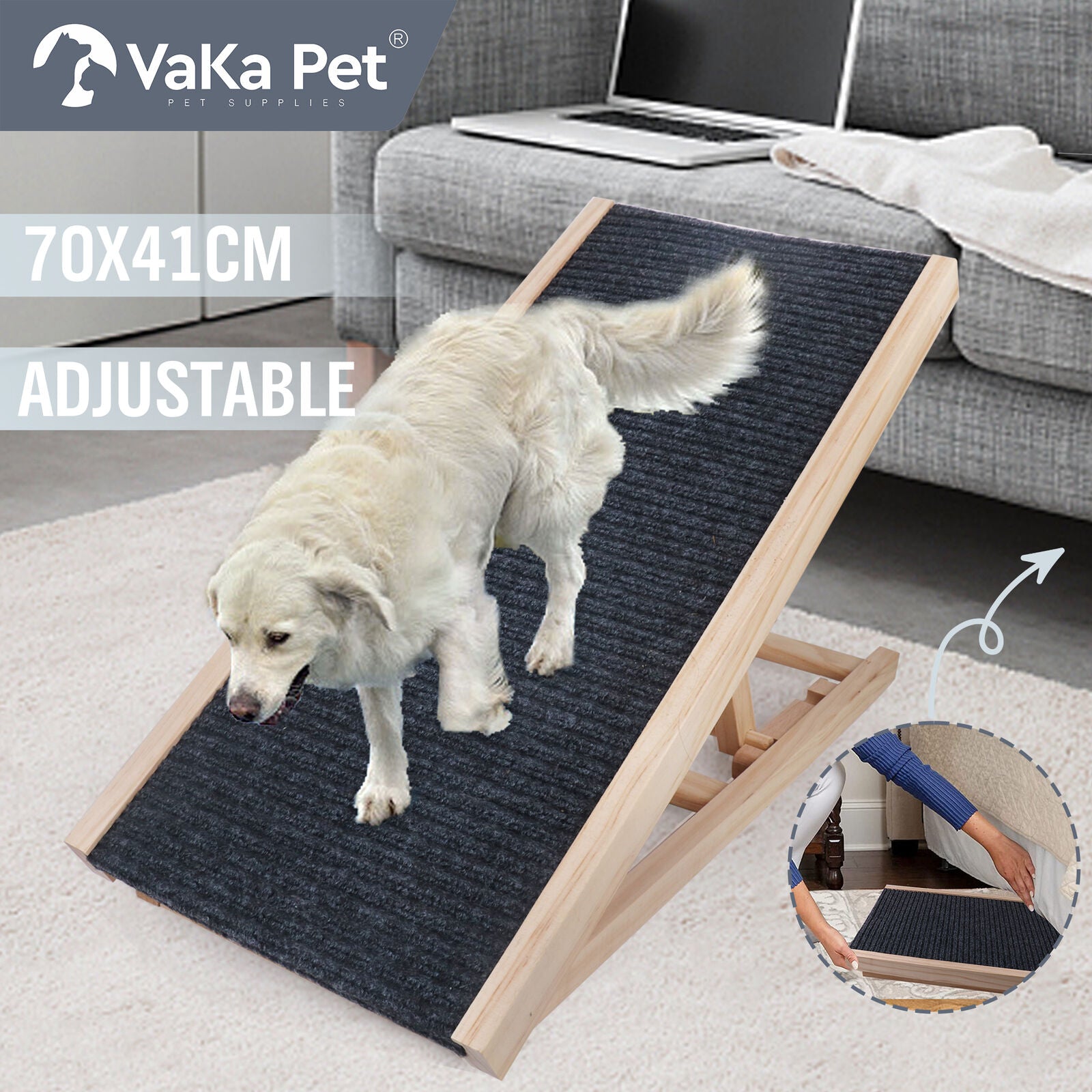 VaKa Adjustable 70cm Foldable Pet Ramp