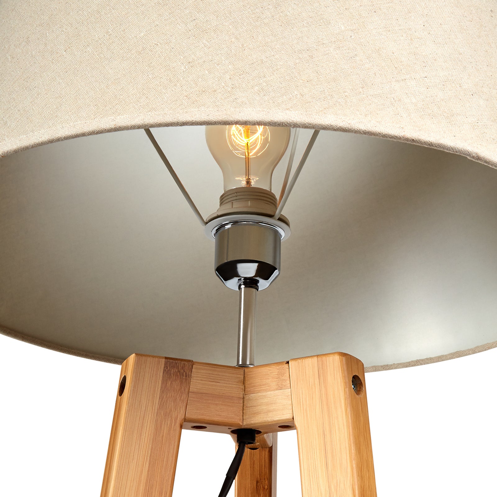 Large Bamboo Tripod Floor Lamp with Shade