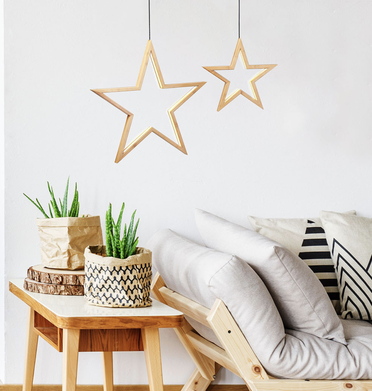 Large Bamboo Star LED Pendant Lamp