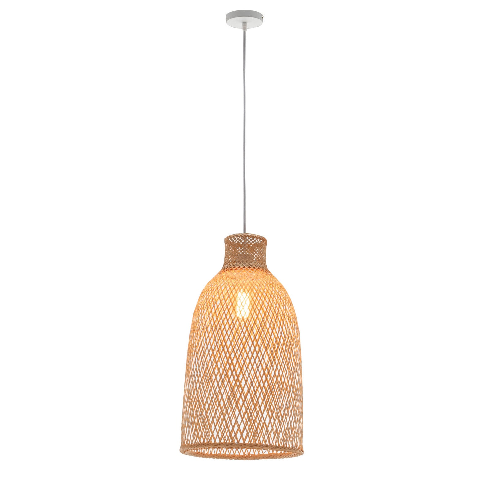 Natural Woven Bamboo Cone Pendant Lamp