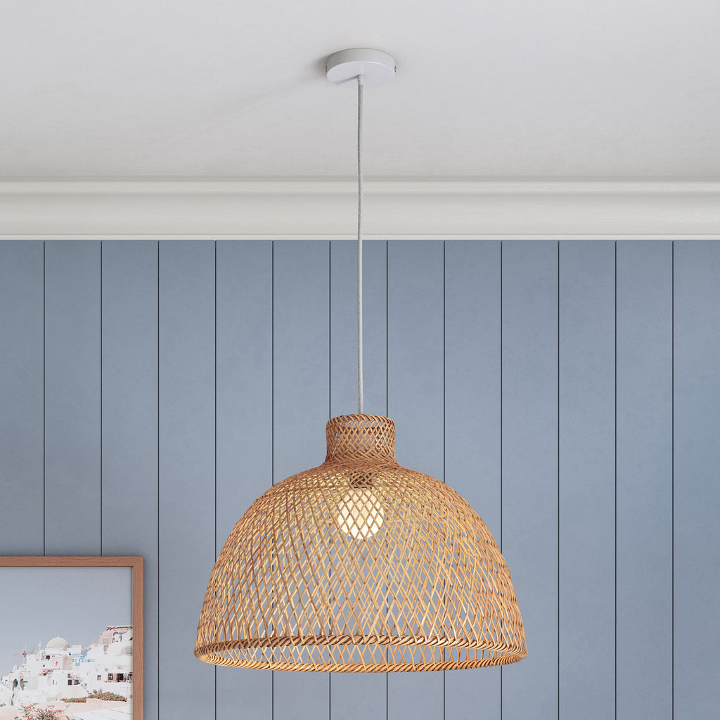 Natural Hand Woven Bamboo Dome Pendant Lamp